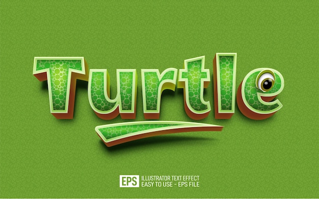 Text effect turtle, editable style effect template