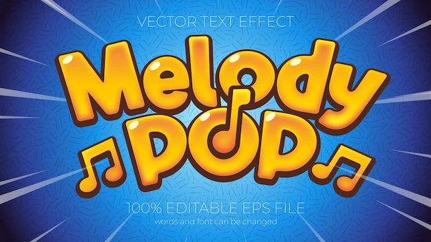 Text effect vector illustration, melody pop text effect