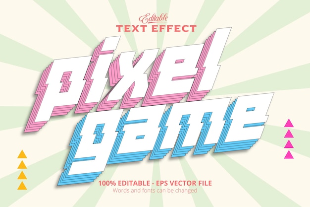 Text effect vintage style pixel game text comic cartoon background