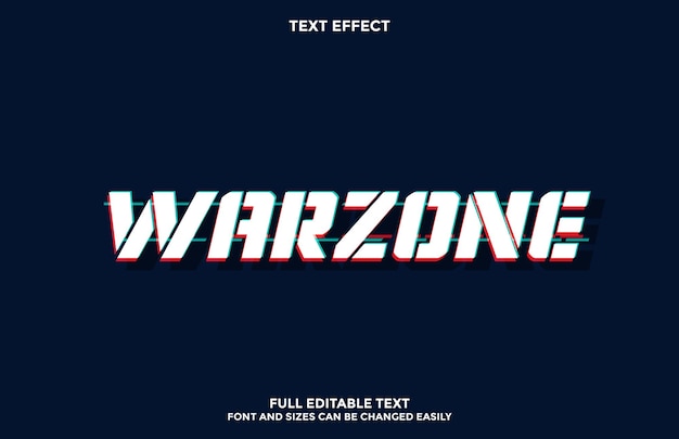 Vector text effect warzone glitch design