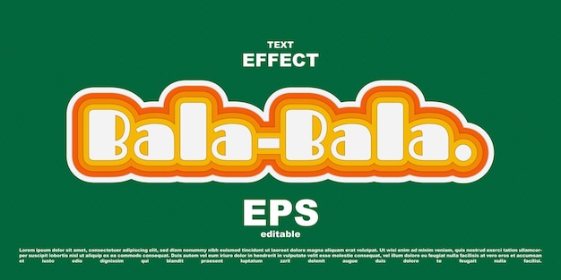 テキスト効果BalaBalaオレンジフルーツ編集可能なEPS形式