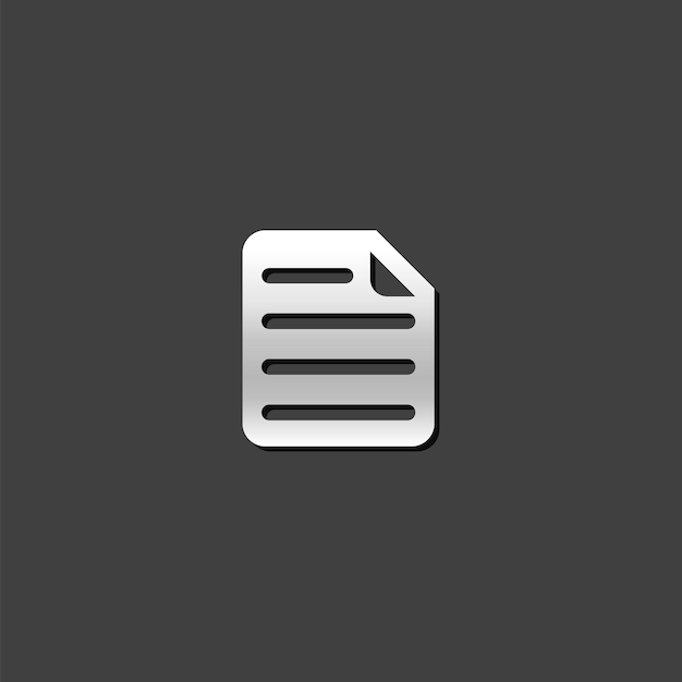 Икона формата текстового файла в стиле металлического серого цвета Файл данных компьютера Document
