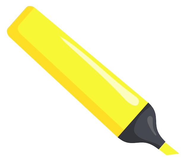 Text highlighter cartoon icon yellow marker tool isolated on white background