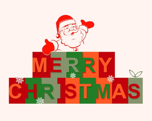 Vector the text merry christmas with santa claus