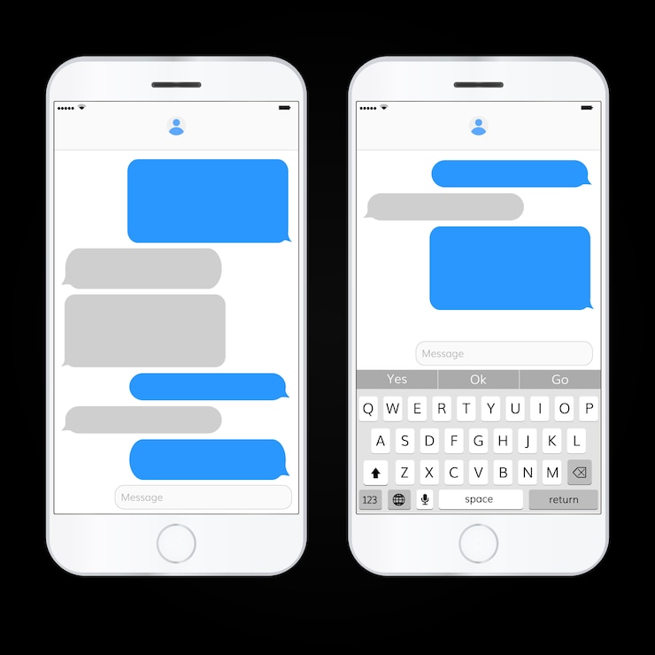 Vector text message boxes on smartphone 