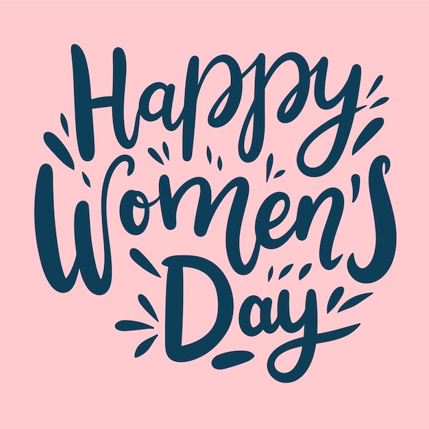 Text minimal banner International Womens Day Handwriting Happy Womens Day inscription Hand drawn