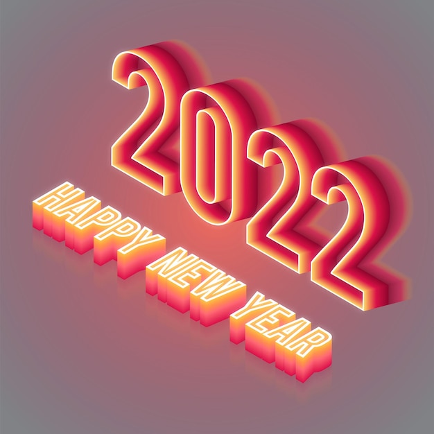 Text neon light 2022 happy new year vector