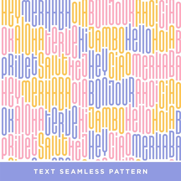 Text seamless pattern with word hello in different languages