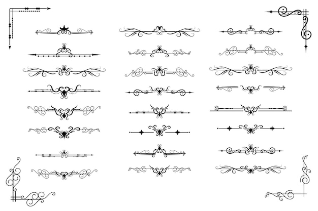 Вектор Разделитель текста украшение разделитель книга типография орнамент элементы дизайна старинные разделительные формы граница иллюстрации