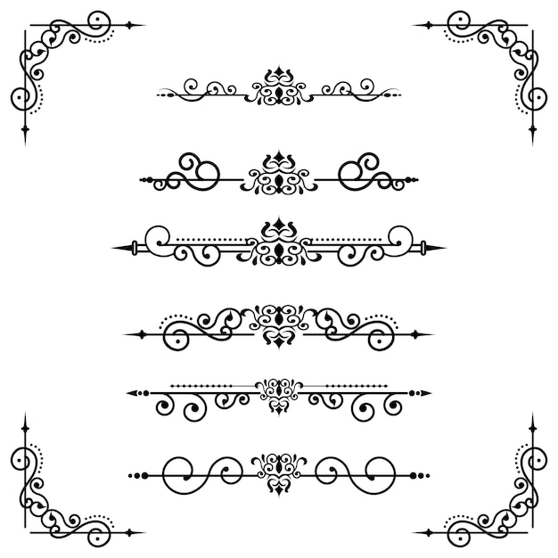 Text separator decoratice typography ornament design elements vintage dividing shapes Border illustration