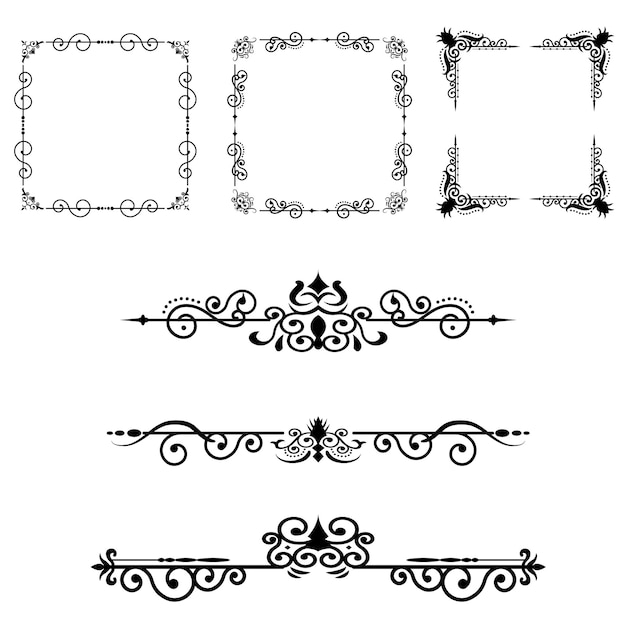 Text separator decoratice typography ornament design elements vintage dividing shapes Border illustration