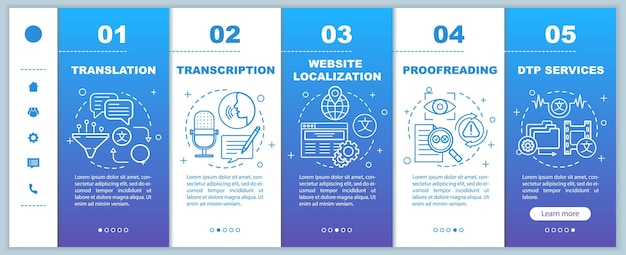 Vector text services onboarding mobile web pages vector template