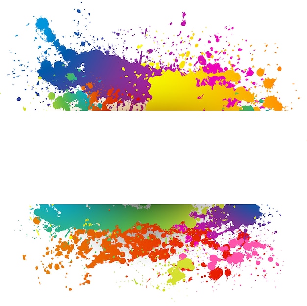 Text space white paper on colorful splashes background