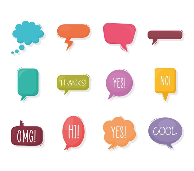 Text speech bubble set