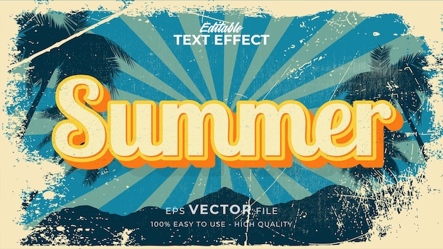 Text style effect. retro summer text in grunge style