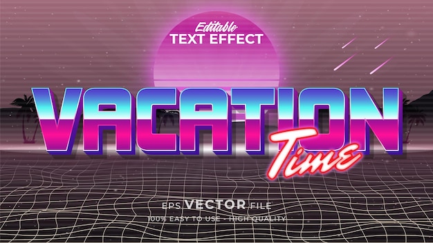 Vector text style effect. retro summer text in grunge style