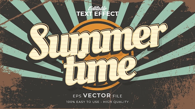 Text style effect. retro summer text in grunge style