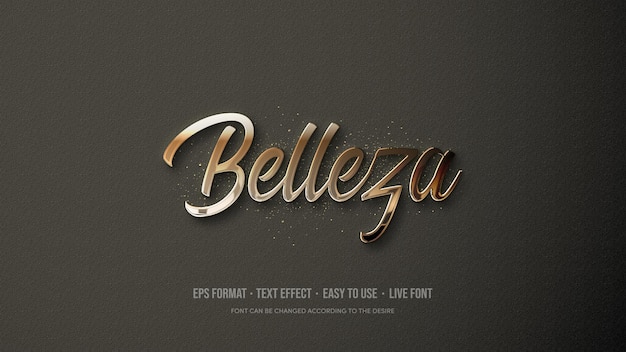 Vector text style effect with metallic effect on the text