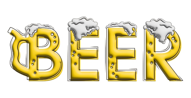 Vector text stylized as a beer drink splashes and drops stylish design for a brand label or advertisement