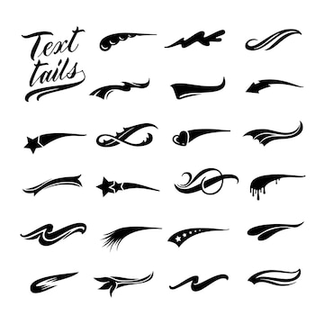 Premium Vector  Text tails calligraphic swoosh retro decorative swish line  and underline curl for baseball sport emblem design vector set