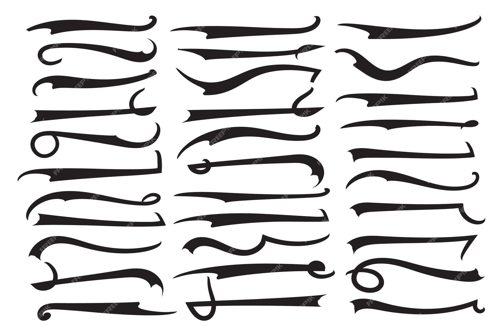 Text Swooshes Collection. Tail Typography Retro Font Graphic