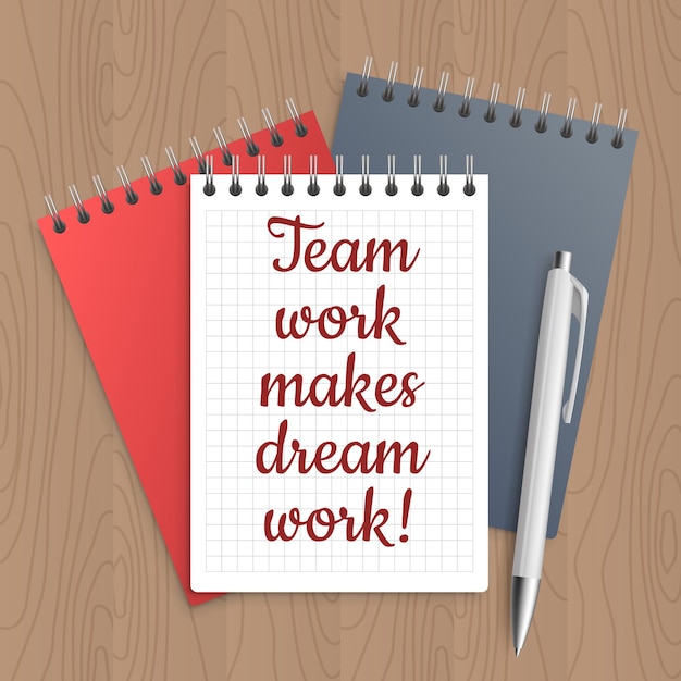 Text team work makes dream