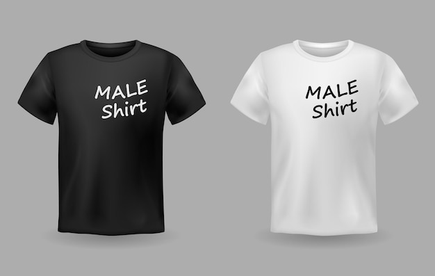 Textiel realistische mannelijke zwart-witte t-shirts