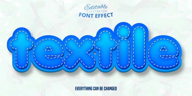 Textile text, 3d blue editable font effect