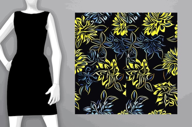 Узоры для текстиля и обоев Цифровая иллюстрация для печати Дизайн с цветочным принтом