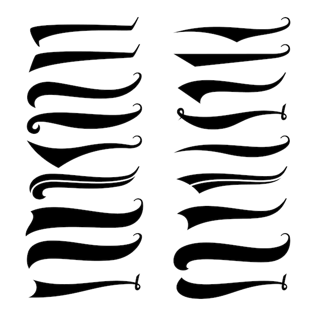 Texting tails. Swirl swash stroke design, curl typographic illustration