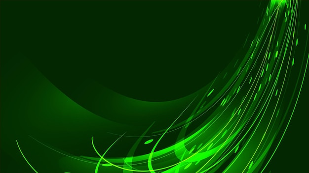 Vector the texture of abstract green magical glowing bright shining neon lines of waves strips of threads