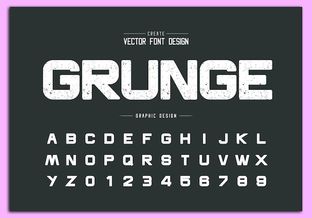 Texture bold font and grunge round alphabet vector Rough design typeface letter and number