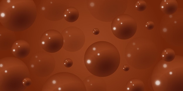 Texture of chocolate drink with bubbles 3d. brown banner with hot chocolate. sweet food. vector.