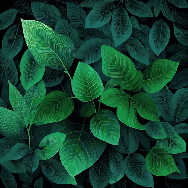 Texture of green leaves green background pattern Vector