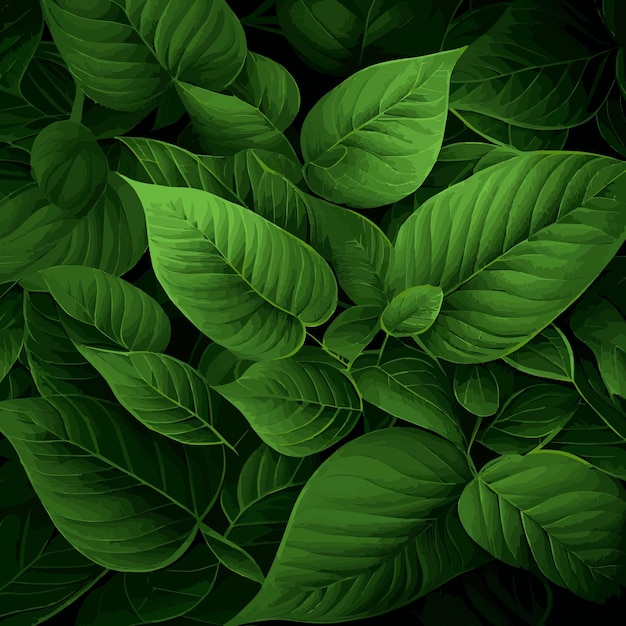 Texture of green leaves green background pattern Vector