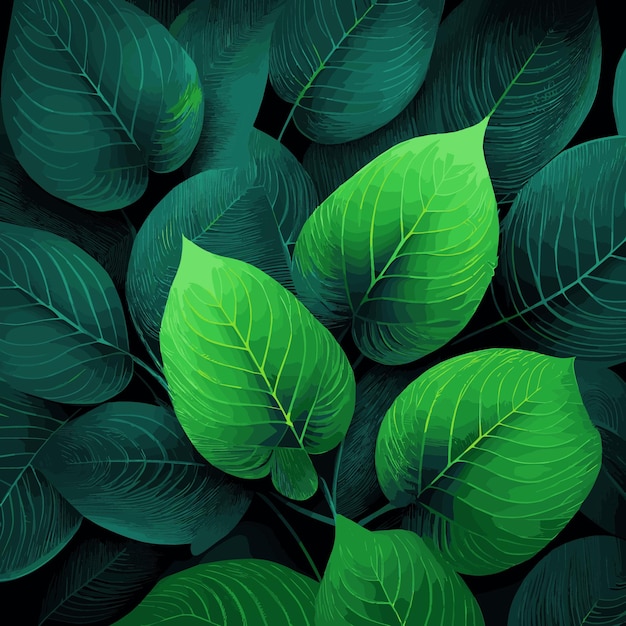 Texture of green leaves green background pattern Vector