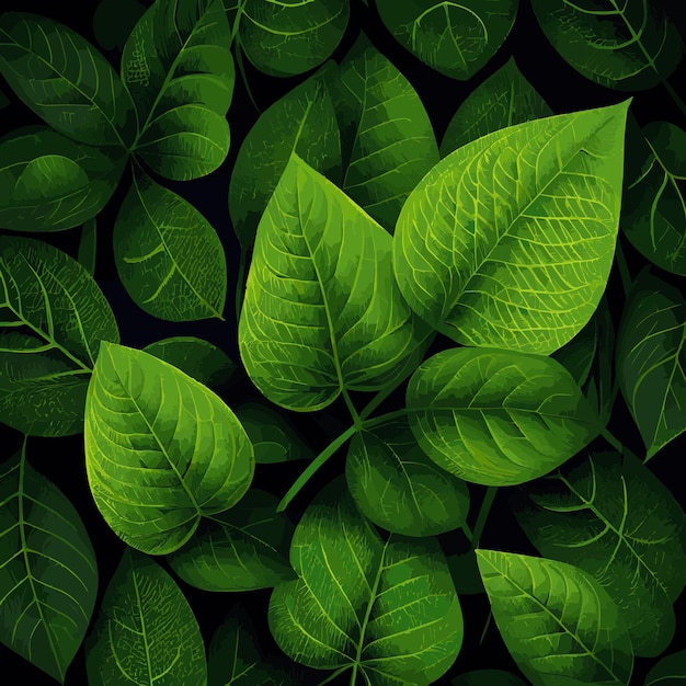 Текстура зеленых листьев зеленый фон узор вектор