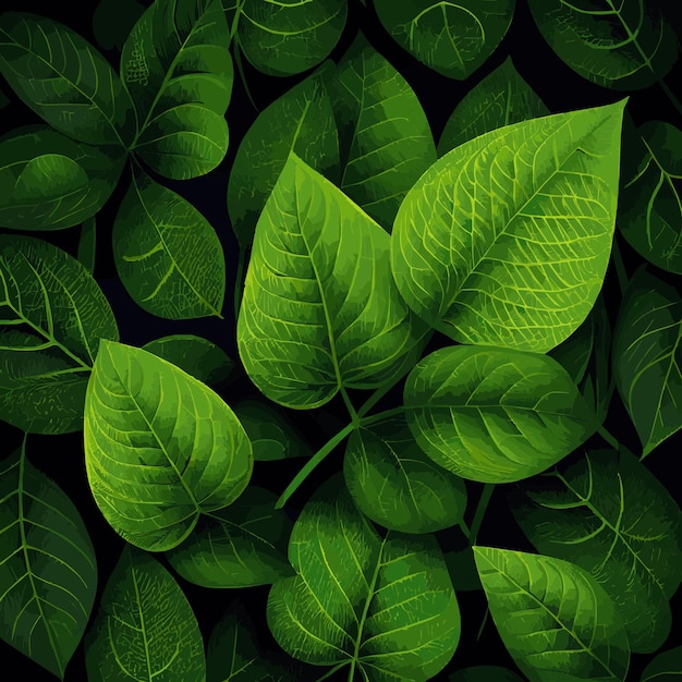 Texture of green leaves green background pattern Vector