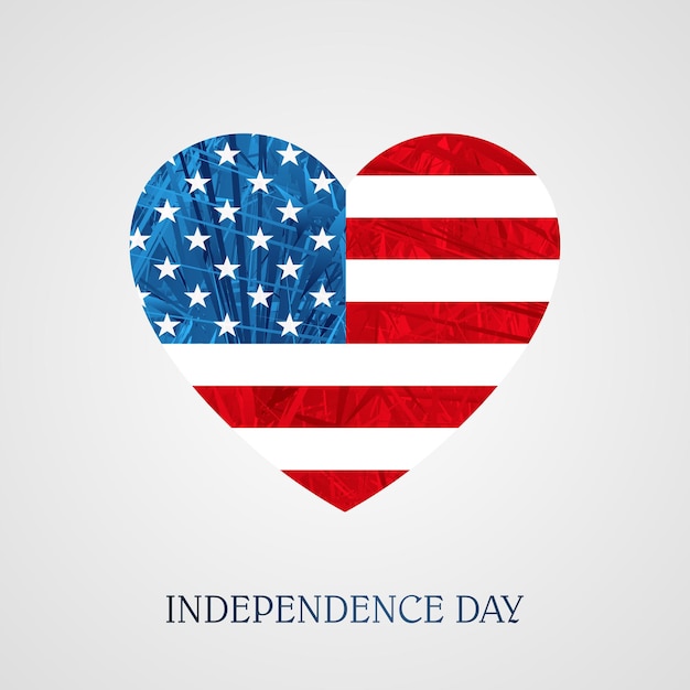 Texture icon in the form of a heart with the outlines of the flag of America festive design element