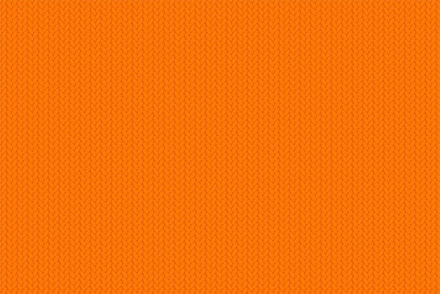 Texture of a knitted fabric of autumn mood Cozy orange knitting pattern Vector background