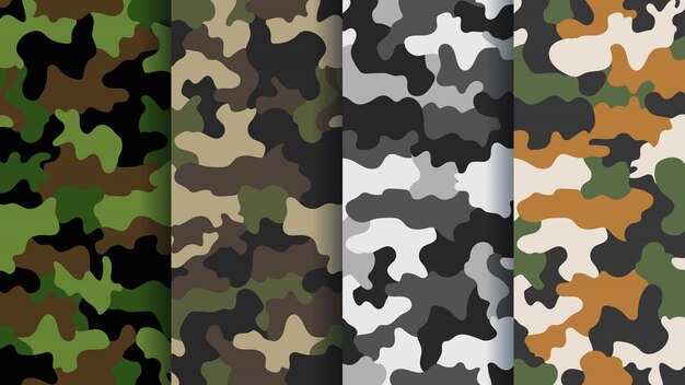 Texture Military Camouflage Seamless Pattern. Abstract Army And Hunting Masking Camo Endless Ornament Background. Bright Colors Of Forest Texture.  Illustration