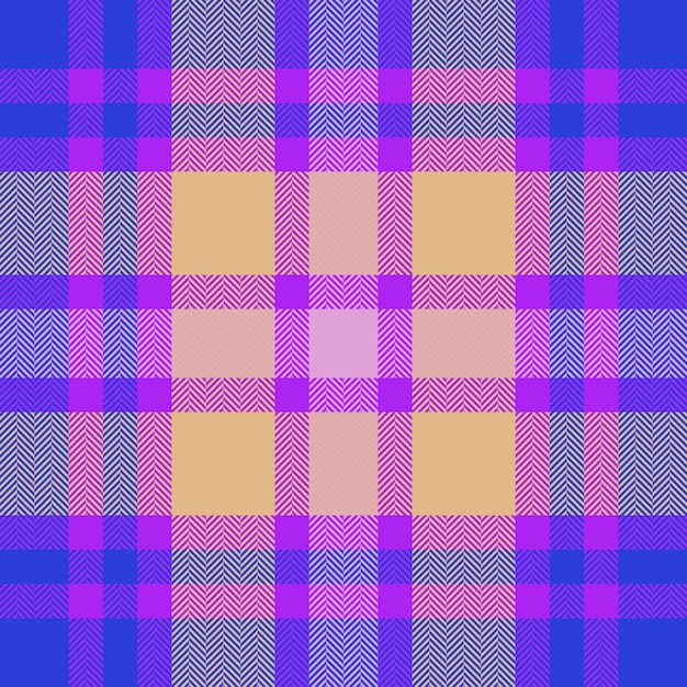 Texture pattern fabric of tartan background seamless with a vector check plaid textile in purple and blue colors