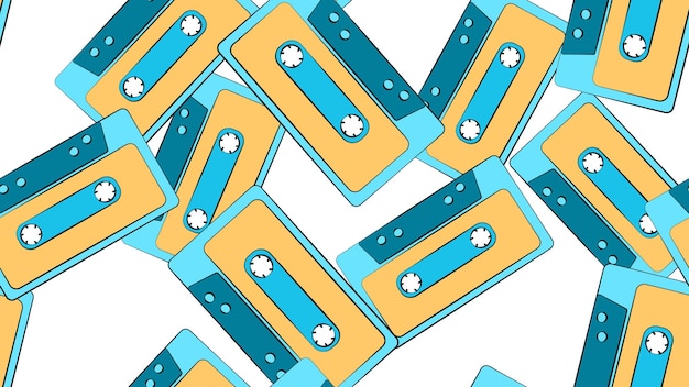 Texture seamless pattern from an old vintage retro hipster antique musical film audio cassette