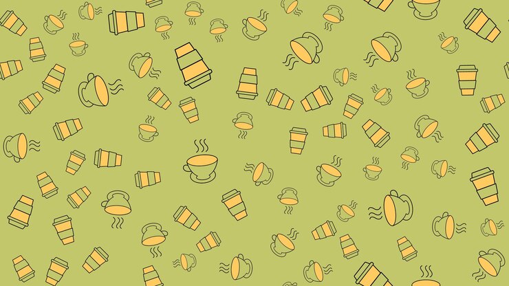 Vector texture seamless pattern from a set of beautiful nice tasty refreshing coffee drinks