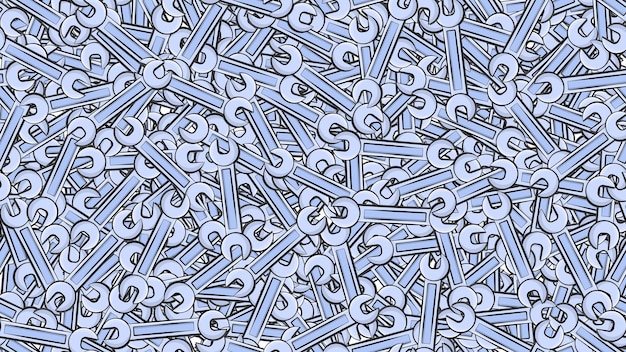 Texture seamless pattern of metal blue iron spanners construction repair keys for loosening