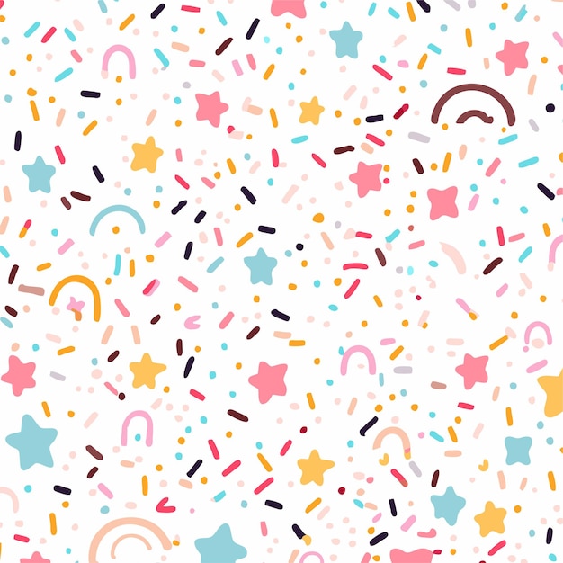 Texture of sweet sprinkles with hearts and stars candies