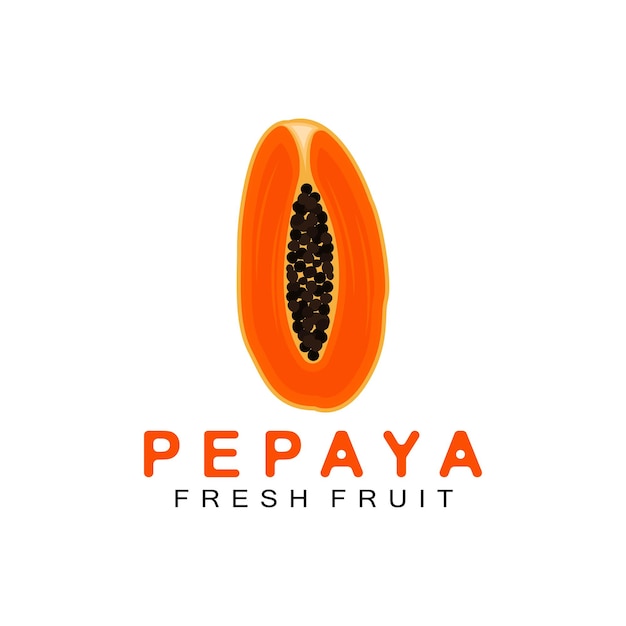 Textured Orange Fruit Design Papaya Logo Papaya Tree Brand Product Label Vector Fruit Market