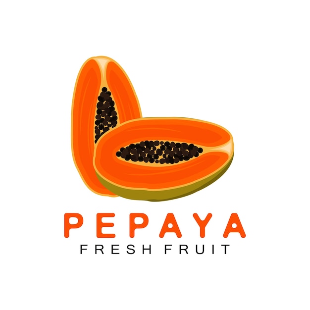 織り目加工のオレンジ フルーツ デザイン パパイヤ ロゴ パパイヤ ツリー ブランド製品ラベル ベクトル フルーツ マーケット