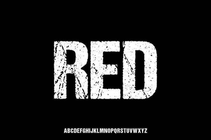 Vector textured red creative vector display alphabet font design