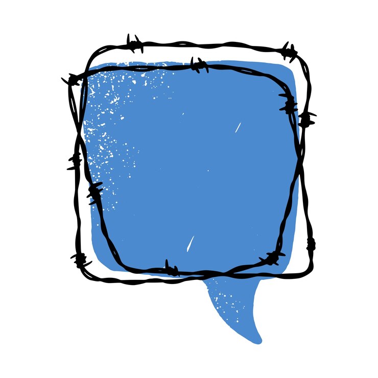 Vector textured speech bubble with barbed wire hand drawn vector illustration